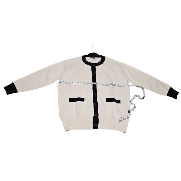 MOTF Womens Black & White Cardigan Sweater Large Button-Down Long Sleeve Acrylic - Picture 10 of 10